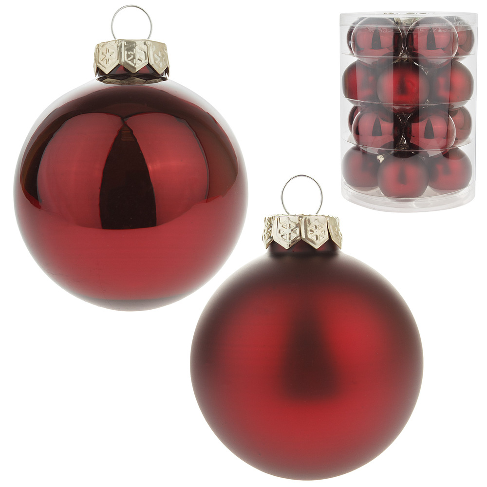 Glass christmas balls, plain , 20pcs, Brown